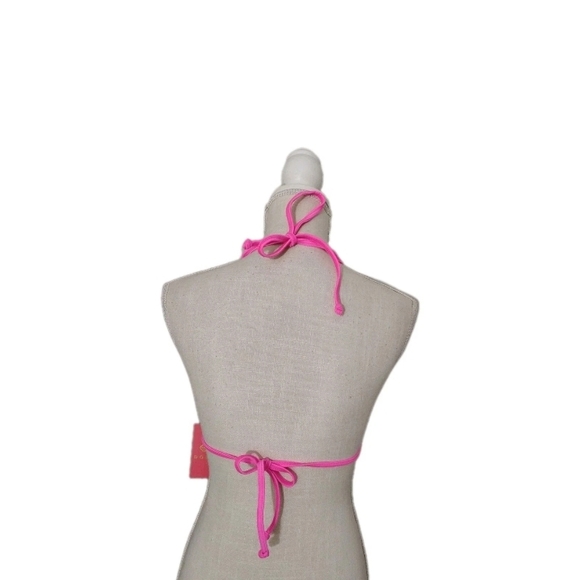 Doll Malibu Pink Sequin Triangle Bikini Top Women's Size S NWT Swim Beach Sexy - Picture 3 of 4